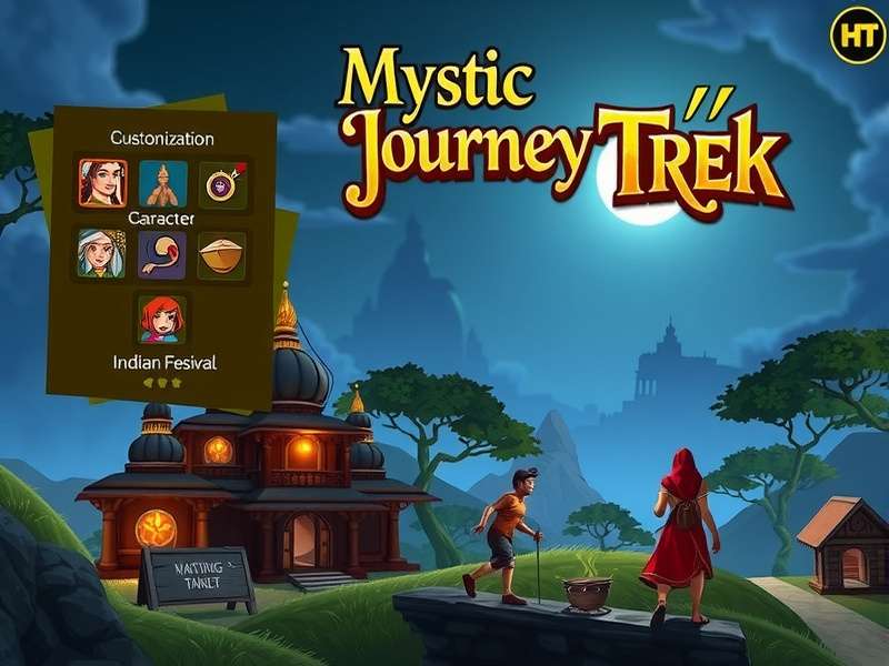 Mystic Journey Trek gameplay screenshot showing mystical Indian landscapes